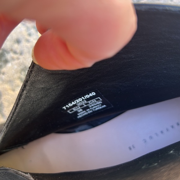 Zara Trafaluc black leather pointed toe split top ankle boots, women’s 38 - Picture 6 of 11